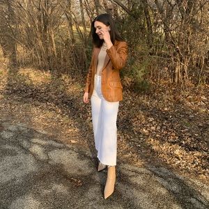 High waisted wide leg white pants